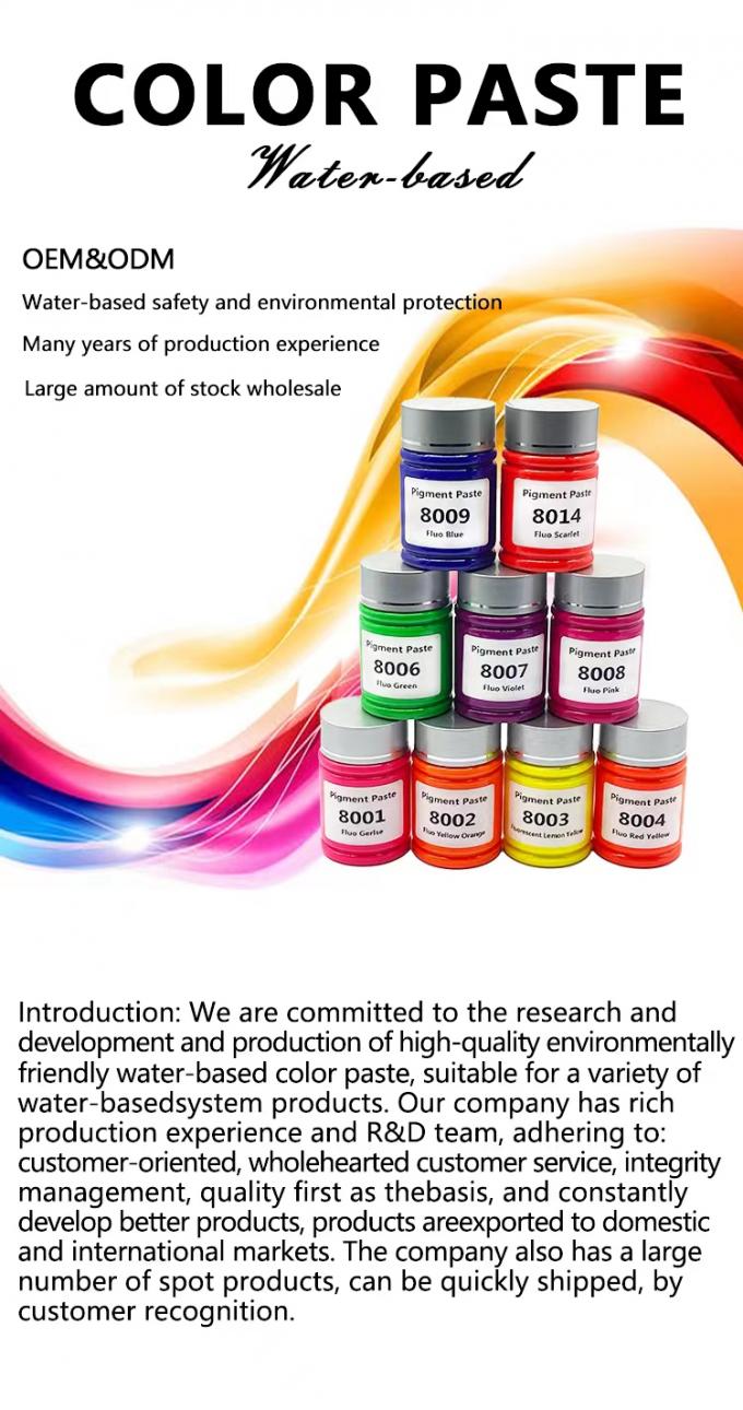 Wholesale Long Term Stable Quality Bright Colors Paint Color Paste Water Based Fluo Green  Pigment Dispersion 0