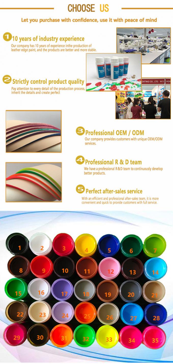 Pintura de borda de couro à base de água para a seção transversal da borda de couro o filme sentir plenitude 2