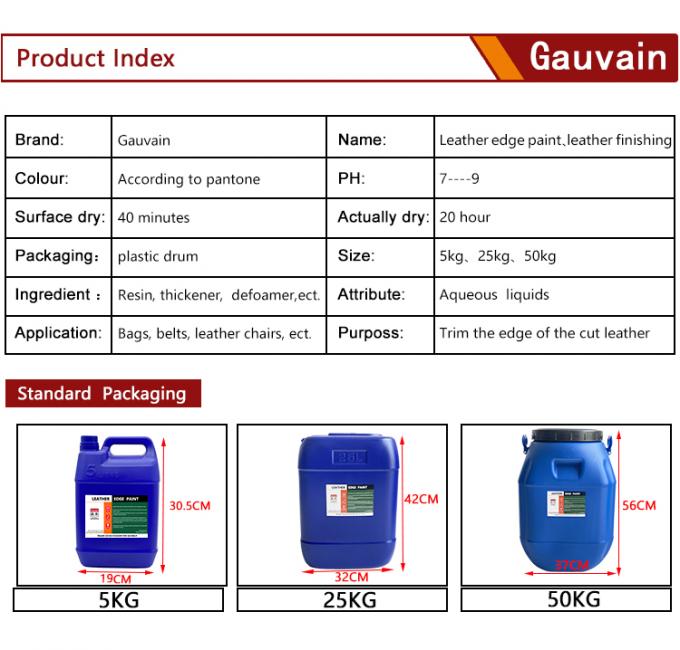 S&eacute;rie Econ&ocirc;mica Tinta de borda de couro &agrave; base de &aacute;gua Diferentes cores Completitude de revestimento &uacute;nico Tinta de borda de couro 6